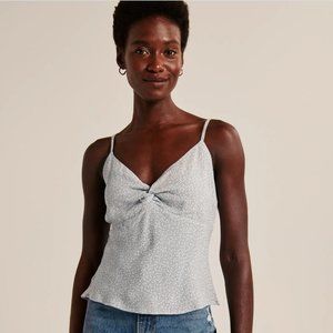 NWT A&F Women's Twist-Front Cami in 'Light Blue Floral'